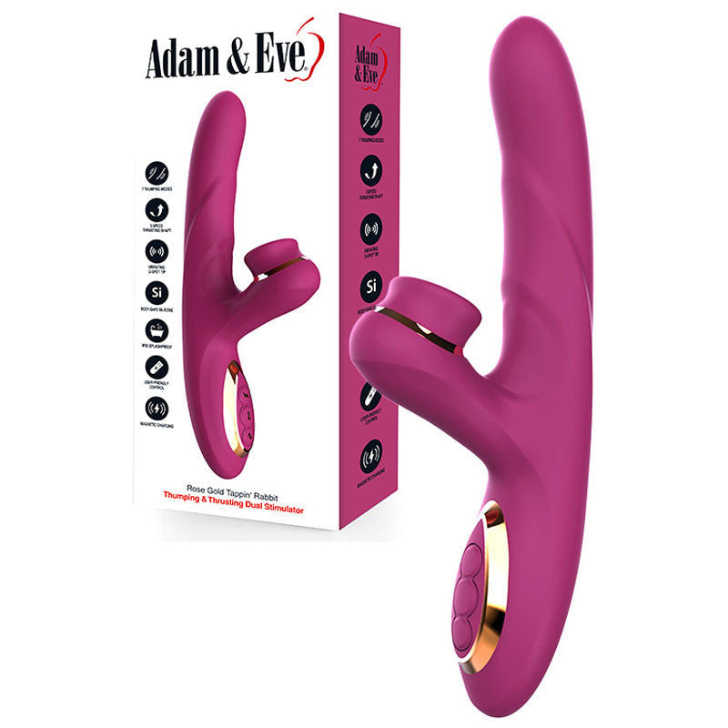 Adam & Eve Rose Gold Tappin Purple Rabbit Vibrator