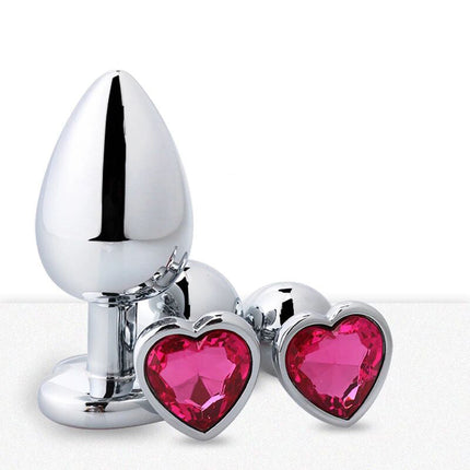 Jewelled Butt Plugs - Red Love Hearts