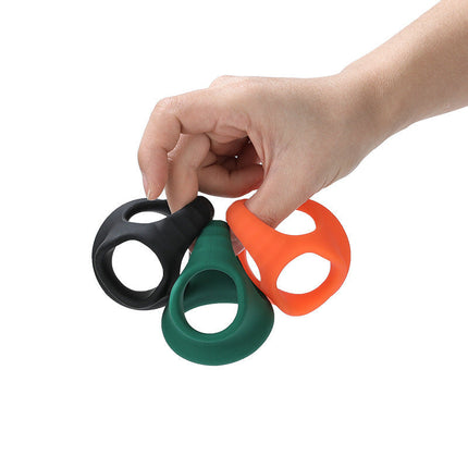Silicone Cock Rings in Green, Black and Orange