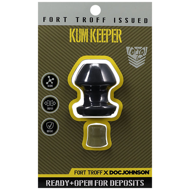 Fort Troff Kum Keeper - Small Black Hollow Butt Plug with Removeable Stopper