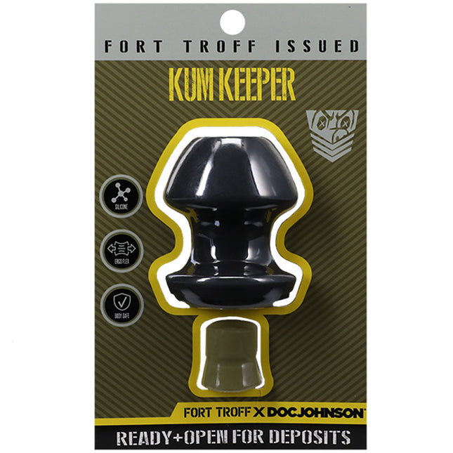 Fort Troff Kum Keeper - Medium Black Hollow Butt Plug with Removeable Stopper