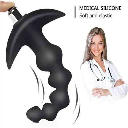 16 Function Rechargeable Bending Vibrating Anal Bead with Medical Silicone, soft and elastic