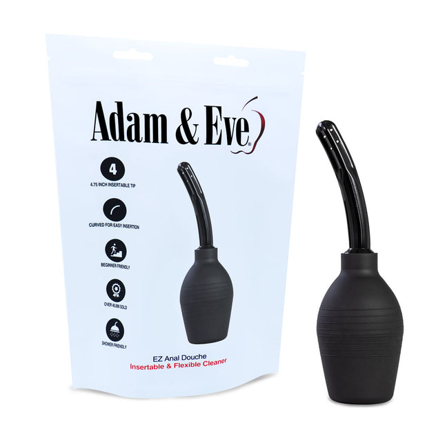 Adam & Eve Ez Anal Douche - Black 4.7 Inch Flexible and Insertable Package