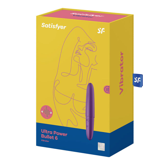 Case front view of Satisfyer Ultra Power Bullet 6 Purple Vibrator