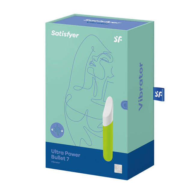 Case Front View of Satisfyer Ultra Power Bullet 7 Green Vibrator