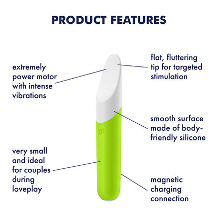Product Features Diagram of Mini USB Rechargeable Satisfyer Ultra Power Bullet 7 Green Vibrator
