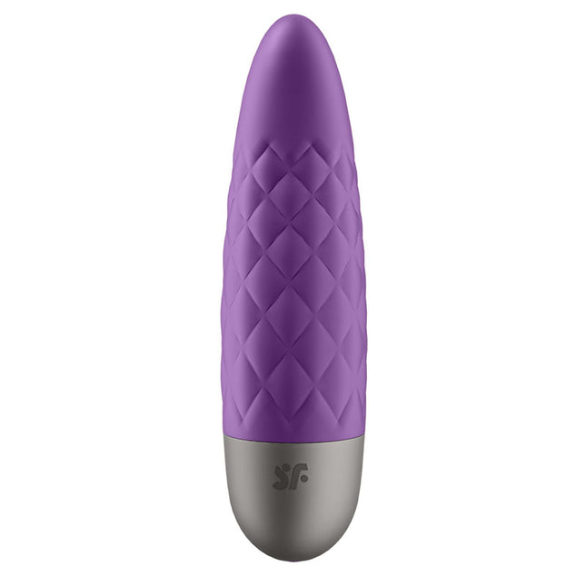 Satisfyer Ultra Power Bullet 5 Purple Vibrator Front View of logo