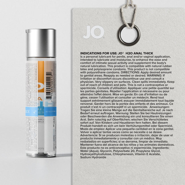 JO H2O Thick Water Based Anal Lubricant - 240ml Bottle