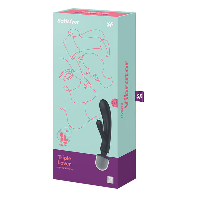Satisfyer Triple Lover - Grey Rabbit Vibrator and Massage Wand