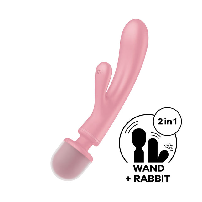 Satisfyer Triple Lover Pink Rabbit Vibrator and Massage Wand
