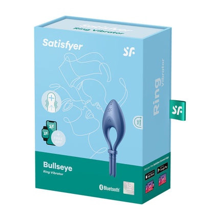 Satisfyer Bullseye Vibrating Adjustable Lasso Cock Ring – Blue packaging on a white background