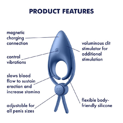 Satisfyer Sniper - Blue Vibrating Adjustable Lasso Cock Ring