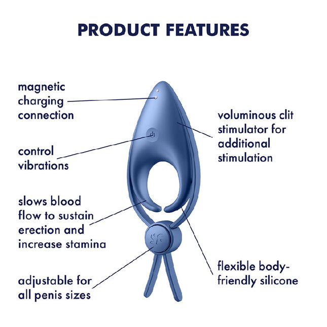 Satisfyer Sniper - Blue Vibrating Adjustable Lasso Cock Ring