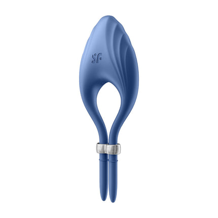 Satisfyer Duelist Blue Vibrating Adjustable Lasso Cock Ring Front View