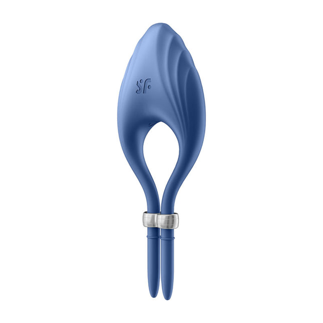 Satisfyer Duelist Blue Vibrating Adjustable Lasso Cock Ring Front View