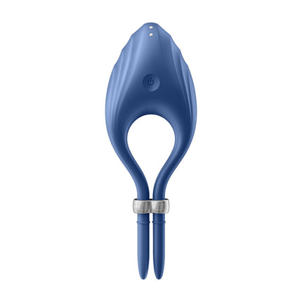 Satisfyer Duelist Blue Vibrating Adjustable Lasso Cock Ring with Power Button View
