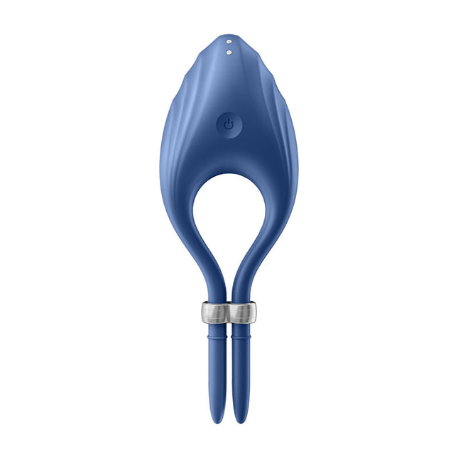 Satisfyer Duelist Blue Vibrating Adjustable Lasso Cock Ring with Power Button View