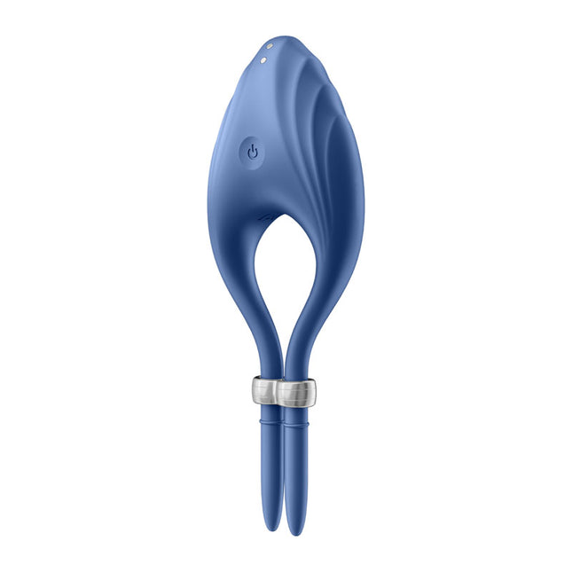 Side Power Button View of Satisfyer Duelist Adjustable Cock Ring