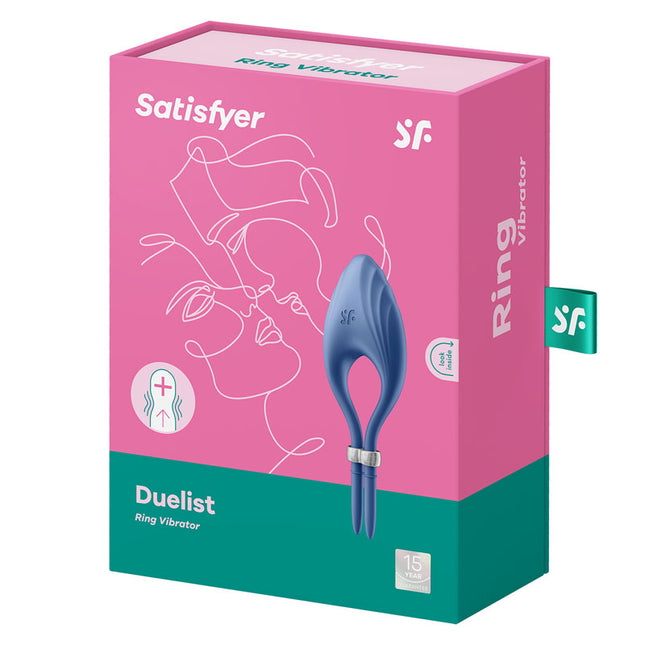 Satisfyer Duelist Blue Vibrating Adjustable Lasso Cock Ring Box