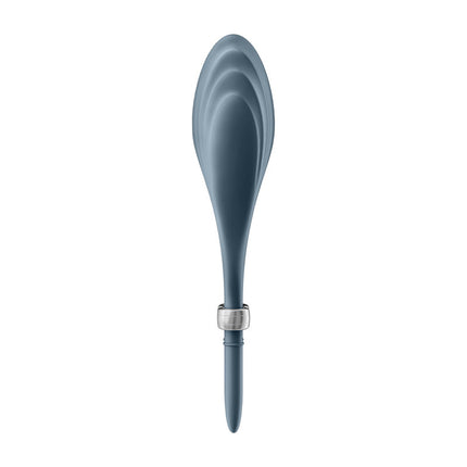 Satisfyer Duelist Vibrating Adjustable Lasso Cock Ring rear view on a white background