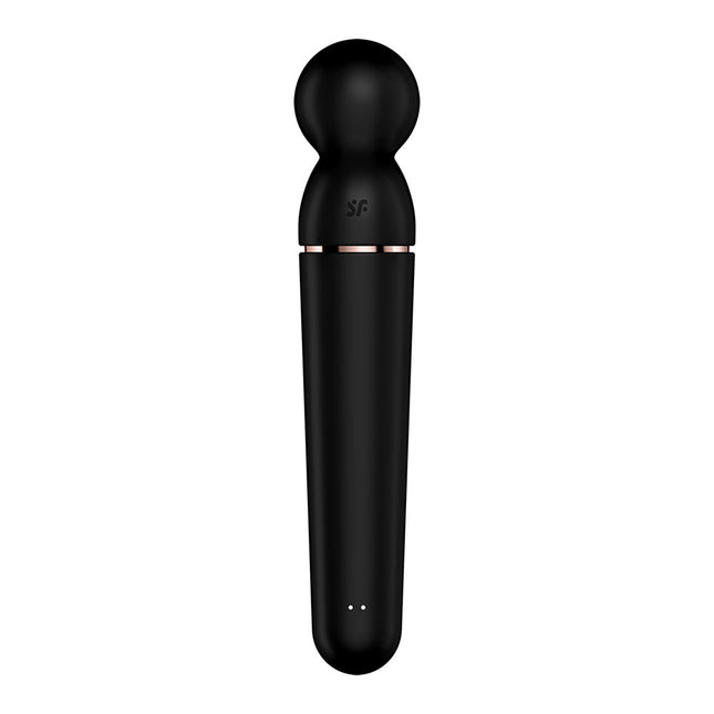Satisfyer Planet Wand-er Vibrator - Black Rear View with Gold Strip