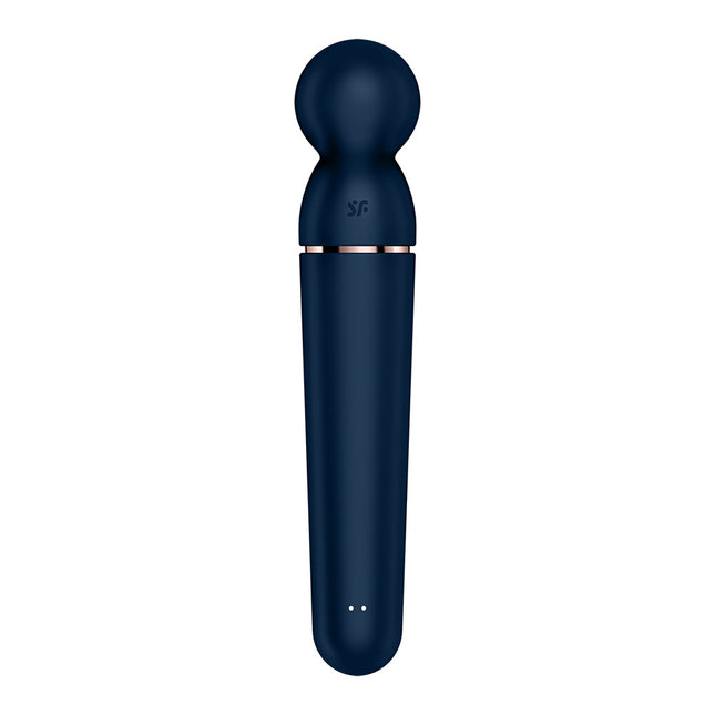 Satisfyer Planet Wand-er Vibrator - Blue Rear view with Gold Strip