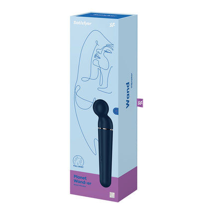 Case front View of Satisfyer Planet Wand-er Vibrator - Blue