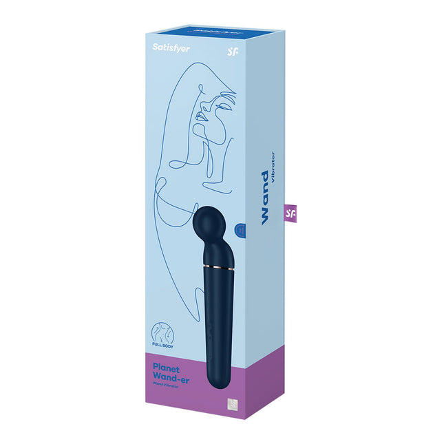 Case front View of Satisfyer Planet Wand-er Vibrator - Blue