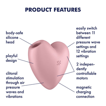 Satisfyer Cutie Heart - Light Pink USB Rechargeable Air Pulsation Stimulator with Vibration