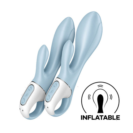 Satisfyer Air Pump Bunny 1 Blue Inflatable Rabbit Vibrator double side by side