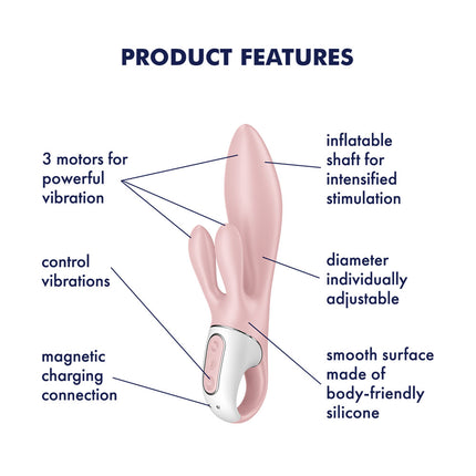 Satisfyer Air Pump Bunny 3 Inflatable Rabbit Vibrator Product Features