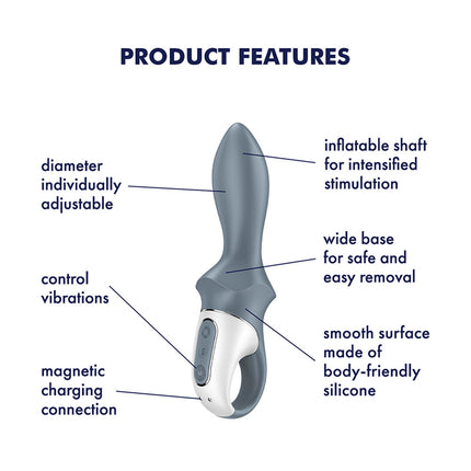 Satisfyer Air Pump Booty 1 - Grey USB Rechargeable Inflatable Anal Vibrator