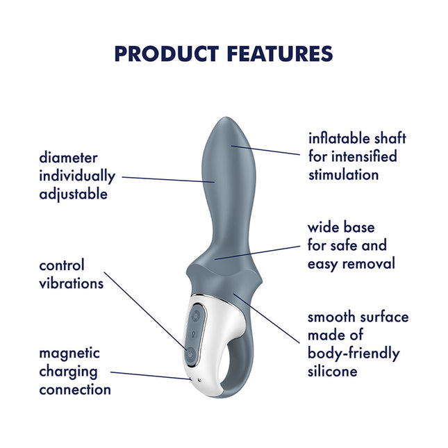Satisfyer Air Pump Booty 1 - Grey USB Rechargeable Inflatable Anal Vibrator
