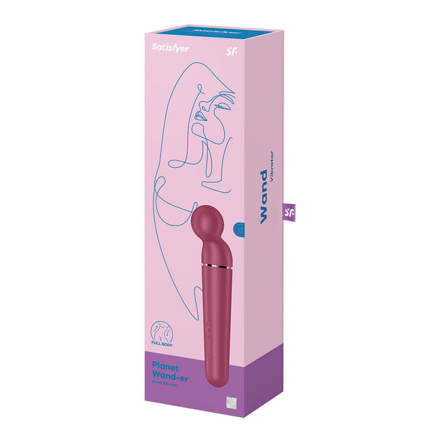 Case only front view of Satisfyer Planet Wand-er Vibrator - Berry