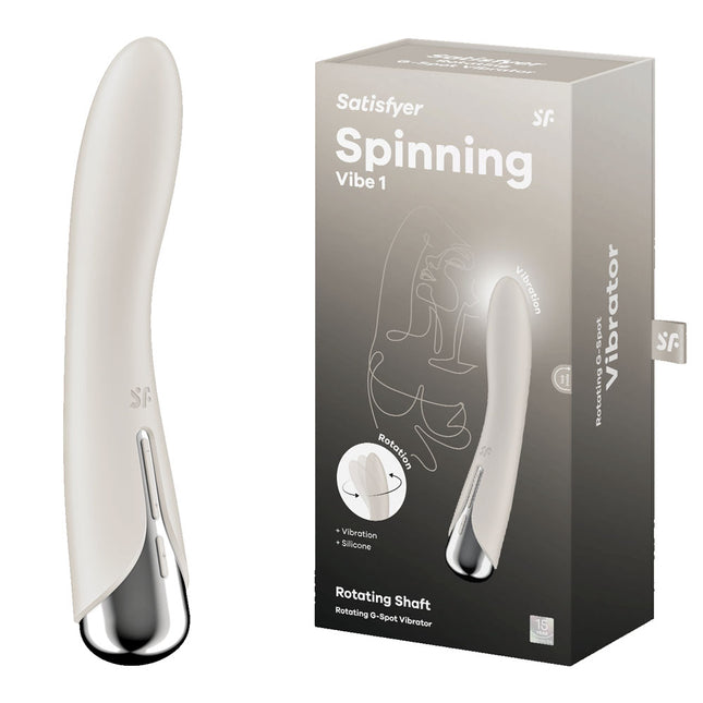 Satisfyer Spinning Vibe 1 - Beige 17.8 cm USB Rechargeable Rotating Vibrator