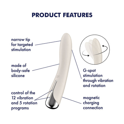 Satisfyer Spinning Vibe 1 - Beige 17.8 cm USB Rechargeable Rotating Vibrator