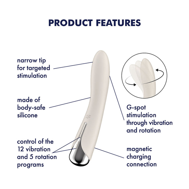 Satisfyer Spinning Vibe 1 - Beige 17.8 cm USB Rechargeable Rotating Vibrator