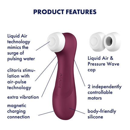 Satisfyer Pro 2 Generation 3 Touch-Free Clitoral Stimulator - Wine Red