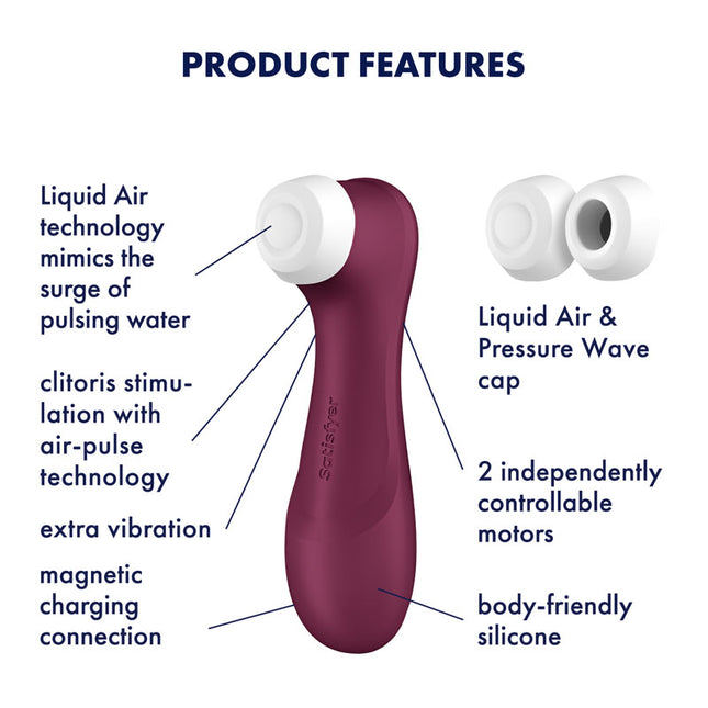 Satisfyer Pro 2 Generation 3 Touch-Free Clitoral Stimulator - Wine Red