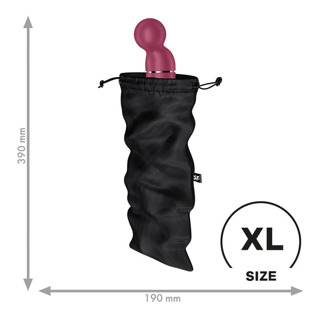 Satisfyer Treasure Black Toy Storage Bag - XLarge 390mm x 190mm size chart