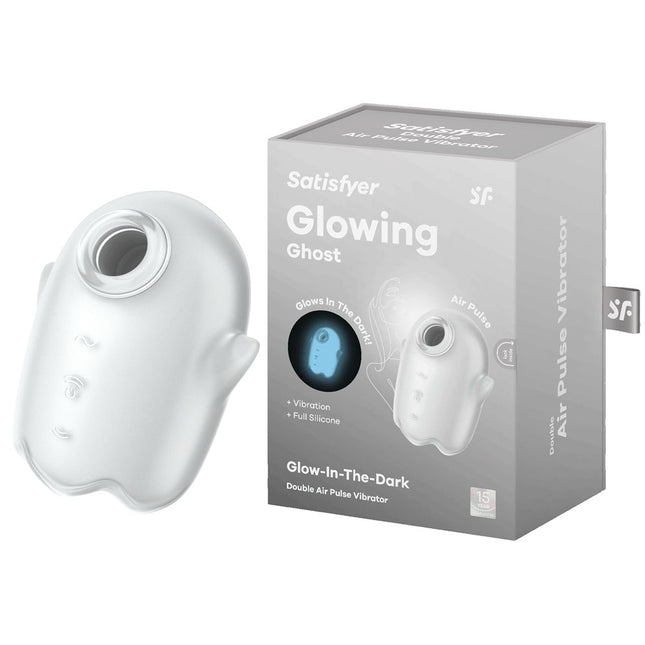 White double air pulse vibrator with packaging on a white background