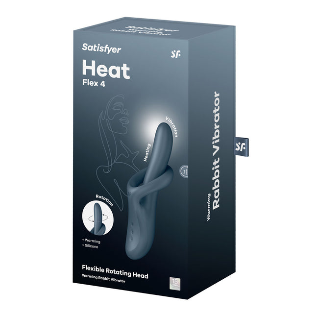 Satisfyer Heat Flex 4 Grey Heating Rabbit Vibrator Case Front View