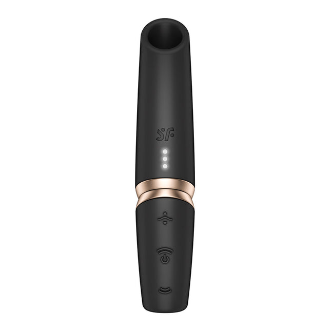 Satisfyer Perfect Kiss Black Air Pulse Stimulator Front Close Up View