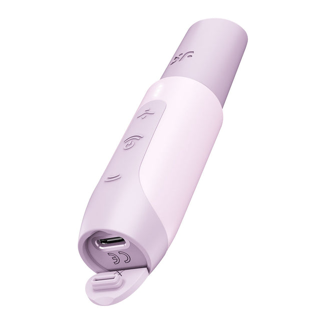 Satisfyer Secret Kiss - Lilac Air Pulse Stimulator Close Up Side Front View
