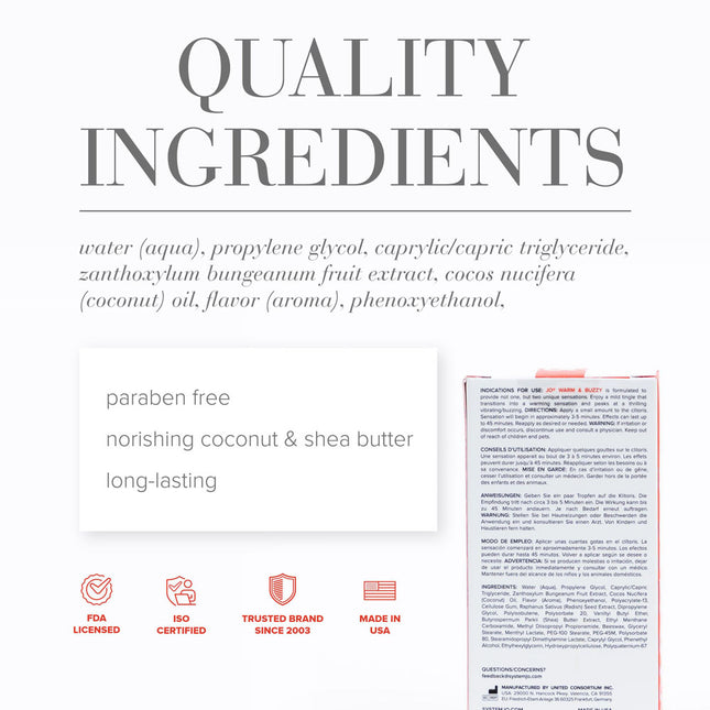 JO Warm & Buzzy Clitoral Stimulation Gel - 10ml Tube