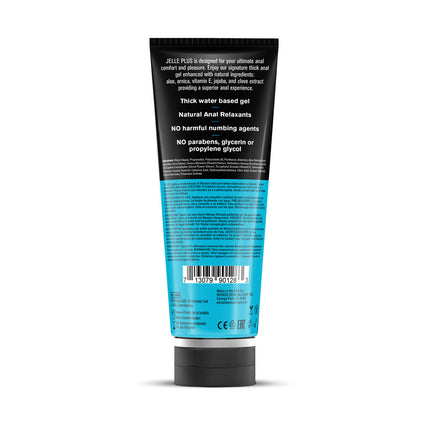 Wicked Jelle Plus Relaxing Water Based Anal Lubricant - 240 ml Bottle Rear View Instructions