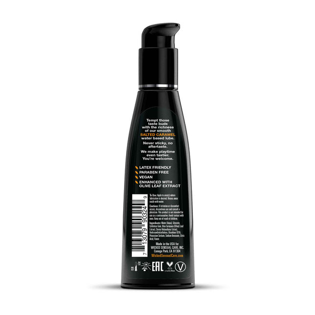 how to use instructions on back of bottle for Wicked AQUA Salted Caramel Flavoured Lickable Lube – 120ml