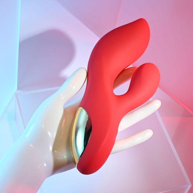 Adam & Eve Eve'S Big & Curvy G Red Rabbit Vibrator Hand