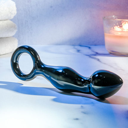 Adam & Eve ADAMS GLASS PROSTATE MASSAGER - Black Glass 16.6 cm