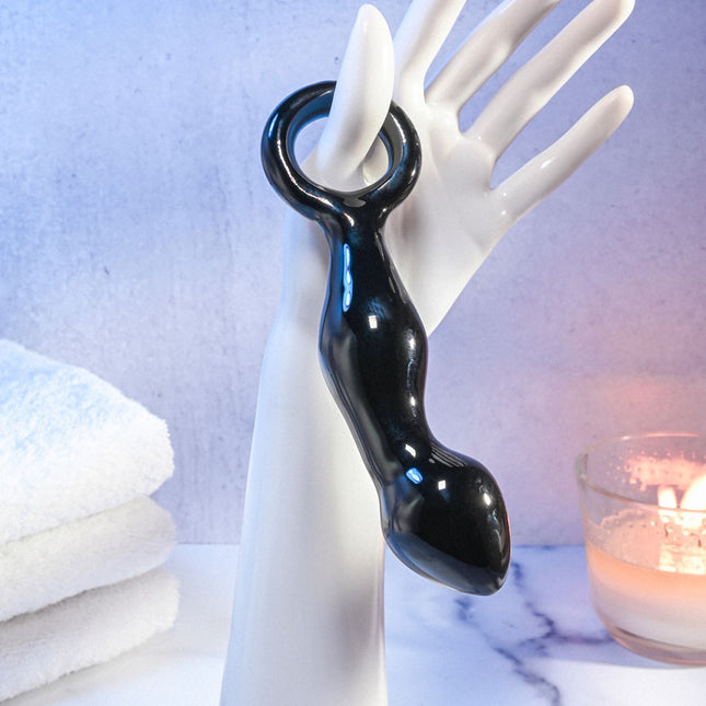 Adam & Eve ADAMS GLASS PROSTATE MASSAGER - Black Glass 16.6 cm